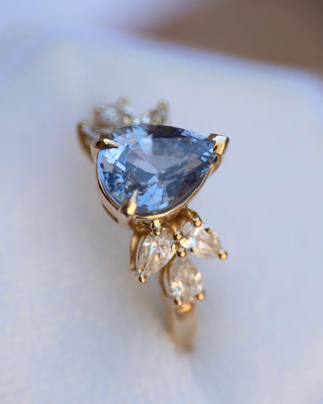 2.85Ct Blue Pear Cut Solitaire Ring | Party Wear Ring | Perfect Wedding Ring For Bridal