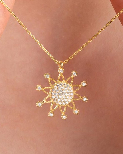 Sun Shape 2.77Ct White Round Cut Cluster Pendant | Special Event Pendant | Casual Wear Pendant | High Quality Jewelry