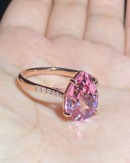 2.75Ct Light Pink Pear Cut Solitaire Ring | Anniversary Gift Ring For Wife | Customize Ring