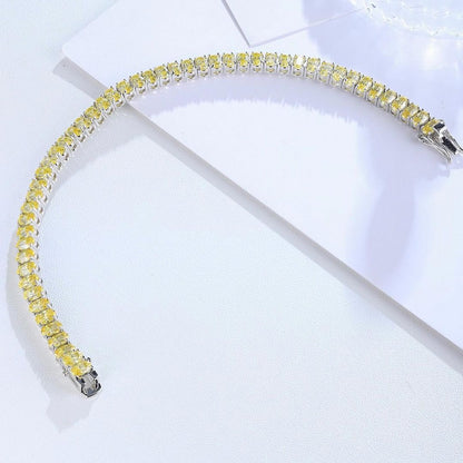 Canary Yellow Oval Brilliant Cut Signity Diamond Tennis Bracelet For Women | Prong Set Cubic Zirconia Diamond Tennis Bracelet | Birthday Gift For Her