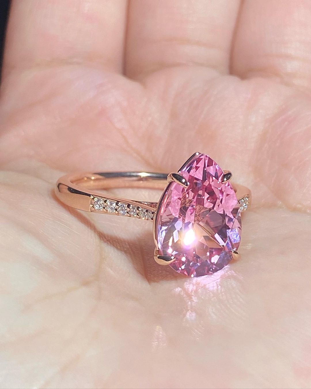 2.75Ct Light Pink Pear Cut Solitaire Ring | Anniversary Gift Ring For Wife | Customize Ring