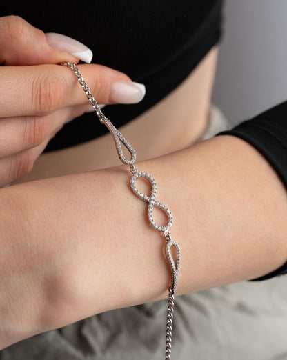 Infinity White Round Brilliant Cut Signity Diamond Pave Bracelet For Women | Designer Bracelet