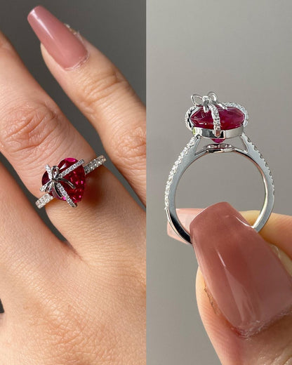 2.88Ct Red Heart Cut Solitaire Ring | Casual Wear Ring For Women | Surprise Gift For Fiancée