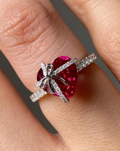 2.88Ct Red Heart Cut Solitaire Ring | Casual Wear Ring For Women | Surprise Gift For Fiancée