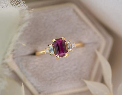 3.2CT Pink Emerald Cut Solitaire Ring | Engagement Ring For Her | Luxury Jewelry | Women Fine Jewelry