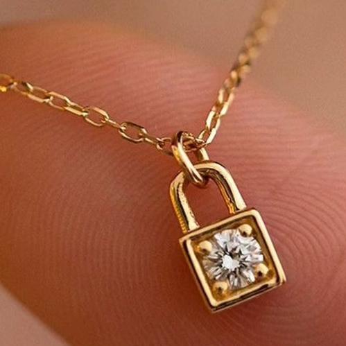 Lock Shape 1.70Ct White Round Cut Prong Pendant | Daily Wear Pendant | Fashion Jewelry | Handmade Pendant For Women | Jewelry Collection