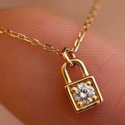 Lock Shape 1.70Ct White Round Cut Prong Pendant | Daily Wear Pendant | Fashion Jewelry | Handmade Pendant For Women | Jewelry Collection