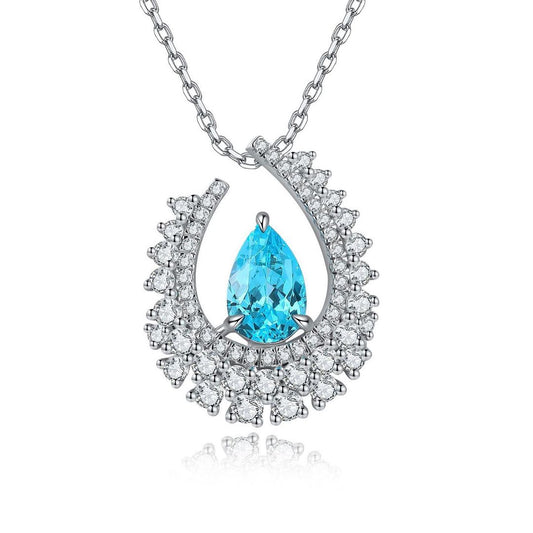 2.80Ct Aquamarine Color Pear Cut Solitaire Pendant | Party Wear Pendant | Designer Pendant For Women | High Quality Pendant