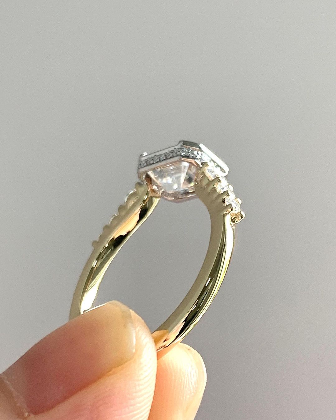 2.80Ct White Emerald Cut Half Bezel Ring | Engagement Ring | Gift Ring For Fiancée | Anniversary Gift Ring