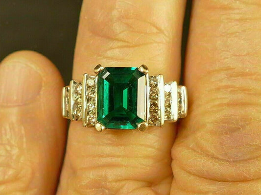 2.98Ct Green Emerald Cut Solitaire Ring | Wedding Ring For Bridal | Party Wear Ring