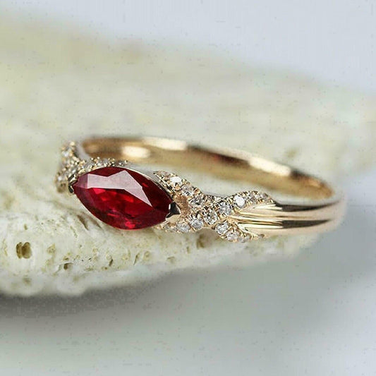 2.55Ct Red Marquise Cut Solitaire Ring |Perfect Wedding Ring For Women | Bride To Be