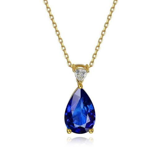 2.80Ct Blue Pear Cut Solitaire Pendant | Engagement Gift Pendant For Her | Everyday Elegance Pendant For Women | Jewelry Collection