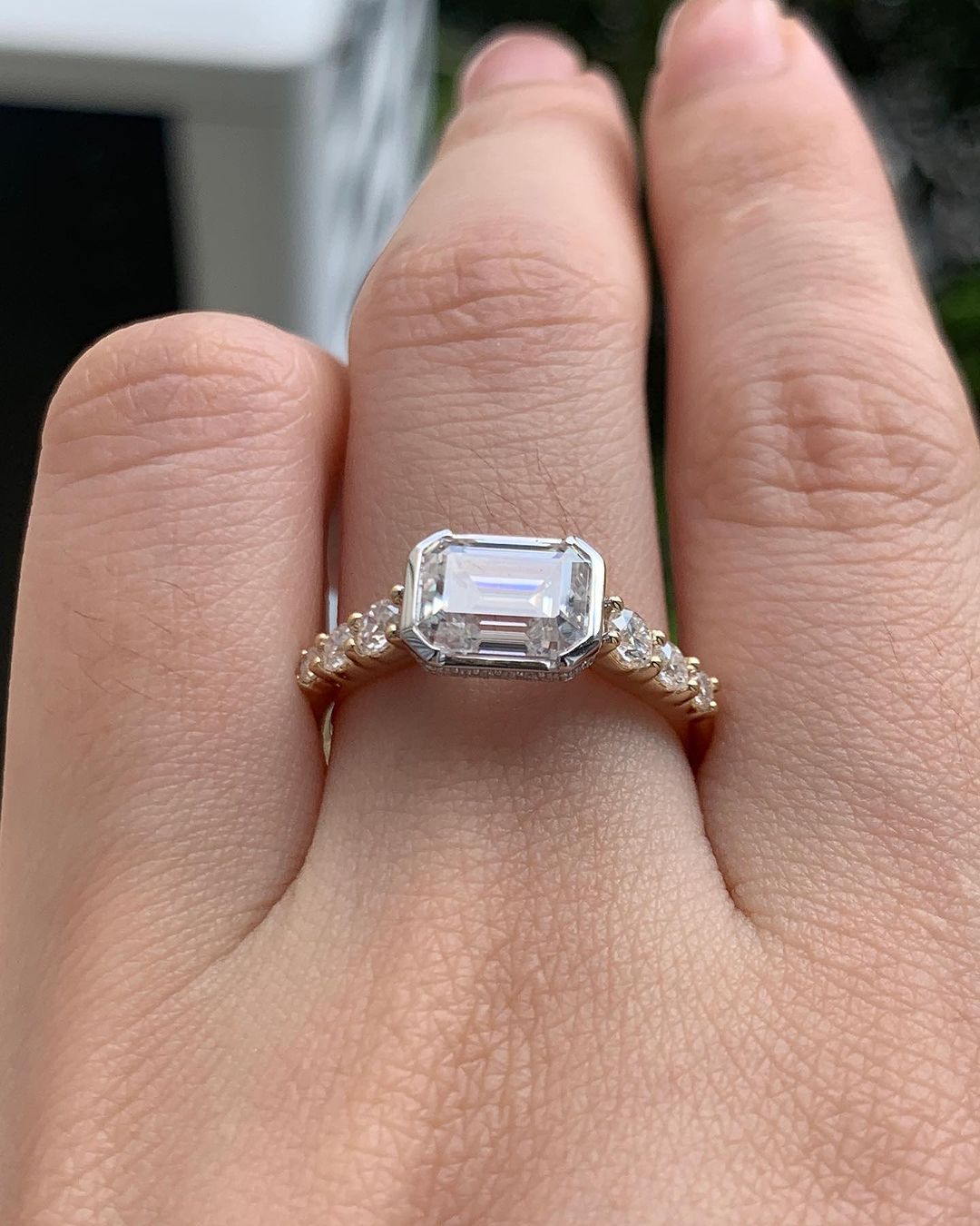 2.80Ct White Emerald Cut Half Bezel Ring | Engagement Ring | Gift Ring For Fiancée | Anniversary Gift Ring