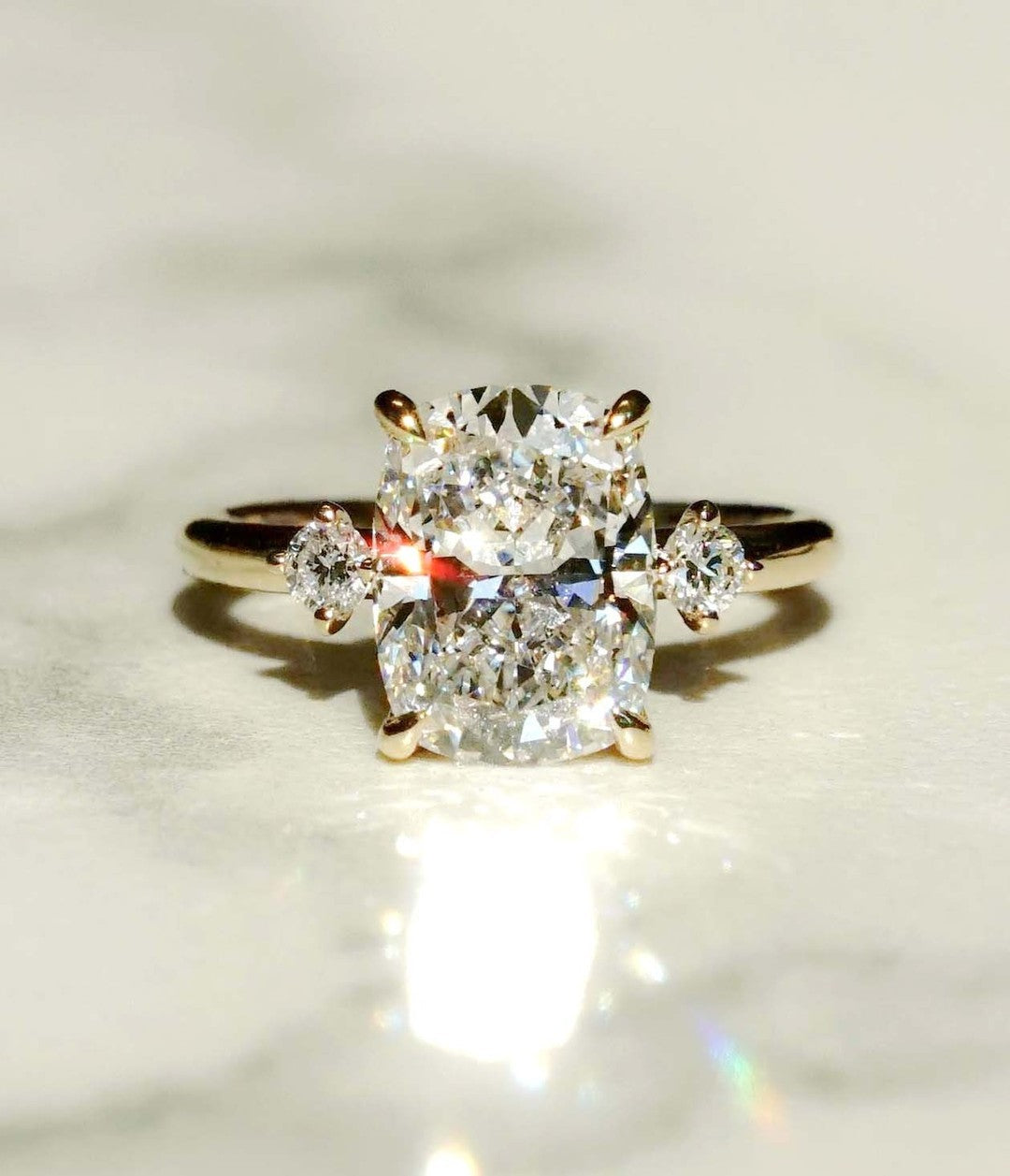 2.6Ct White Cushion Cut Solitaire Ring | Engagement Proposal Ring | Unique Ring | Delicate Solo Ring