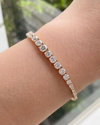 White Round Brilliant Cut Signity Diamond Tennis Bracelet For Women | Full Eternity Diamond Tennis Bracelet | Women Box Lock Style Bracelet