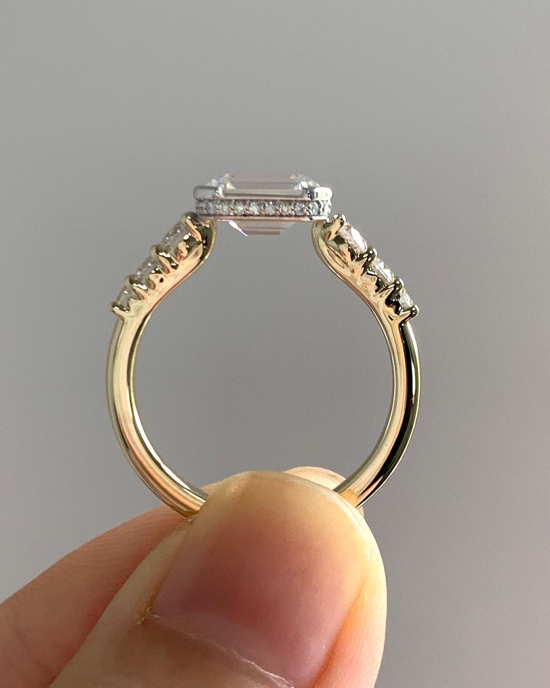 2.80Ct White Emerald Cut Half Bezel Ring | Engagement Ring | Gift Ring For Fiancée | Anniversary Gift Ring