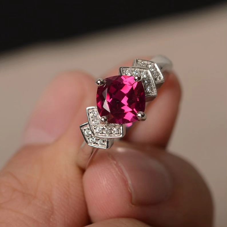 2.4Ct Pink Cushion Cut Solitaire Ring For Women | Birthstone Ring For Her | Stylish Gift Ring For Girl | Surprise Gift Ring