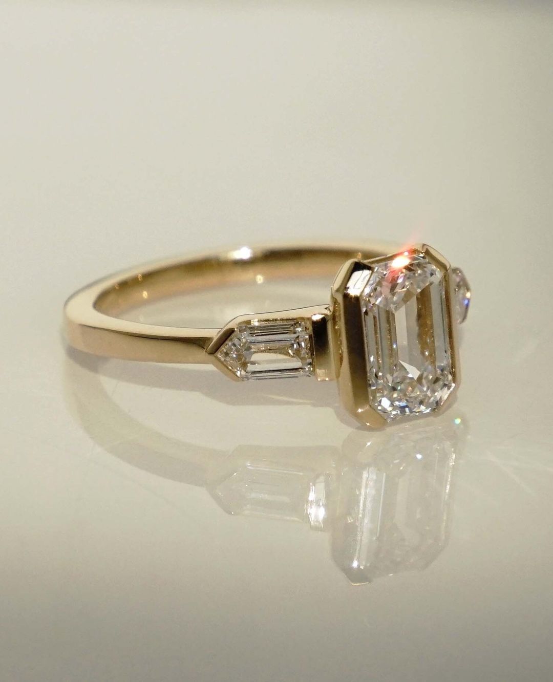 2.6Ct White Emerald Cut Half Bezel Ring | Birthday Gift Ring | Gift For Women | Timeless Design