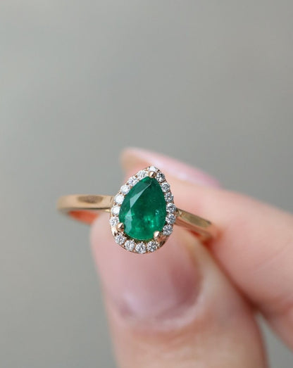 2.4Ct Green Pear Cut Halo Ring | Proposal Ring For Girl Friend | Special Occasion Ring | Women Jewelry