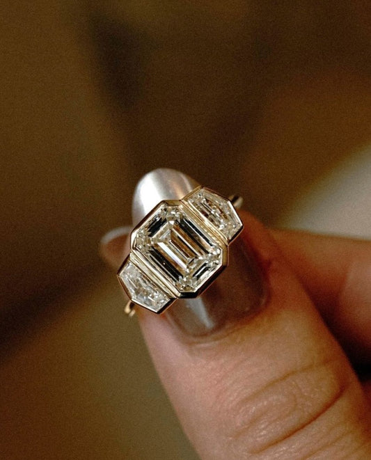 2.6Ct White Emerald Cut Bezel Ring | Engagement Promise Ring | Special Occasion Ring | Gift For Her