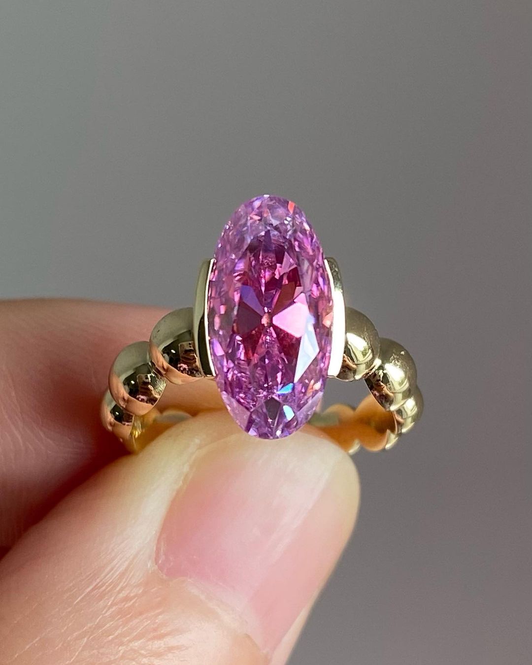 2.8CT Pink Oval Cut Half Bezel Ring | Party Wear Ring For Women | Special Occasion Ring | Fancy Ring