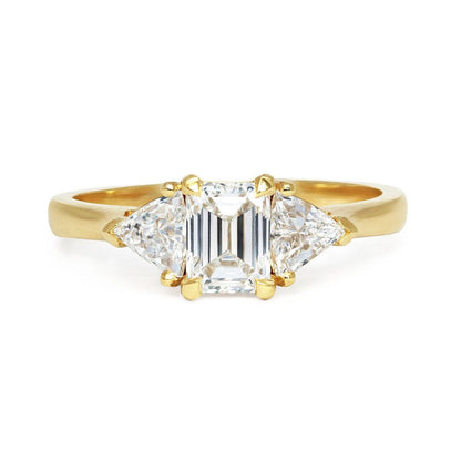 2.5Ct White Emerald Cut Three Stone Ring | Birthstone Bridal Ring | Stacking Ring | Luxury Jewelry