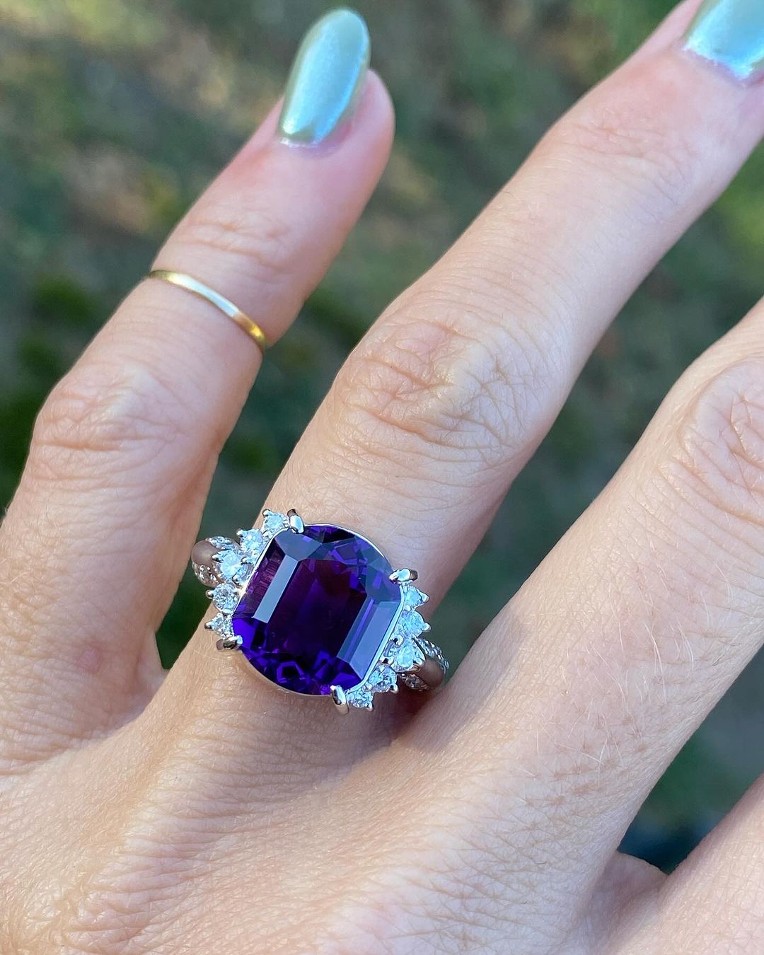 3.5CT Purple Cushion Cut Solitaire Ring | Fashionable Ring For Her | Designer Ring | Unique Ring