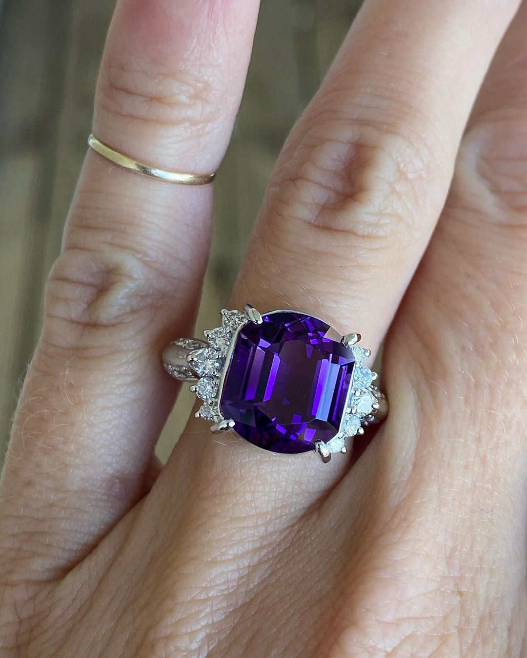 3.5CT Purple Cushion Cut Solitaire Ring | Fashionable Ring For Her | Designer Ring | Unique Ring