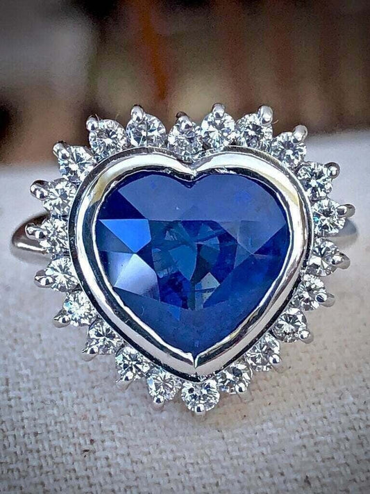 2.88Ct Blue Heart Cut Bezel Ring | Perfect Party Wear Ring For Women | Special Occasion