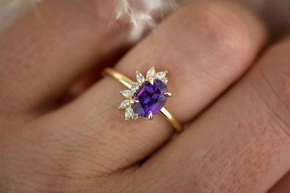 2.8Ct Purple Oval Cut Solitaire Ring | Birthstone Ring For Women | Awesome Ring | Party Wear Ring