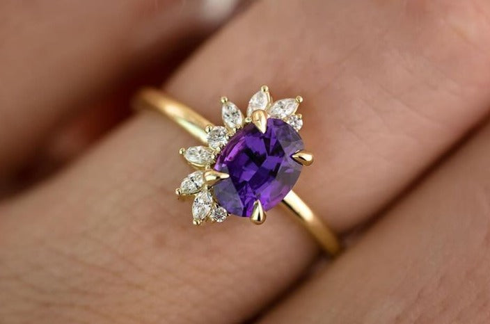 2.8Ct Purple Oval Cut Solitaire Ring | Birthstone Ring For Women | Awesome Ring | Party Wear Ring