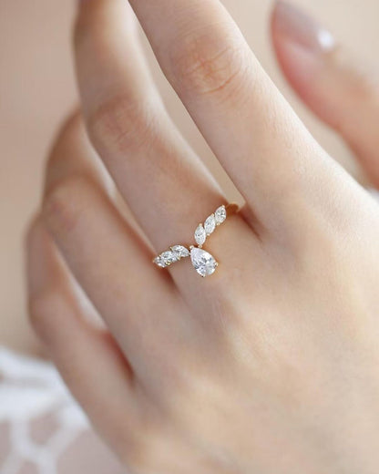 1.4Ct White Pear Cut Solitaire Ring | Engagement Ring | Proposal Ring |Ring For Women