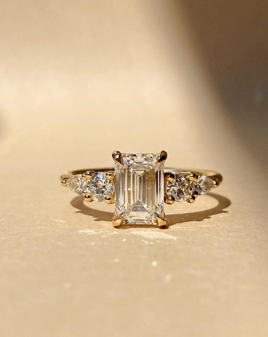 2.8Ct White Emerald Cut Solitaire Ring | Birthstone Bridal Ring | Daily Wear Ring | Timeless Design