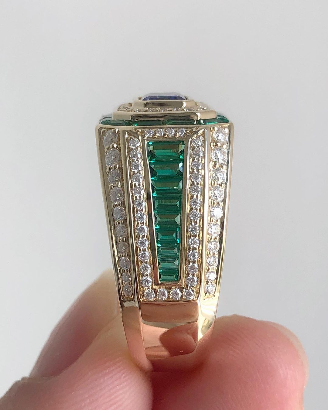 3.30Ct Blue Emerald Cut Bezel Men's Ring | Perfect Wedding Ring For Groom | Customize Ring