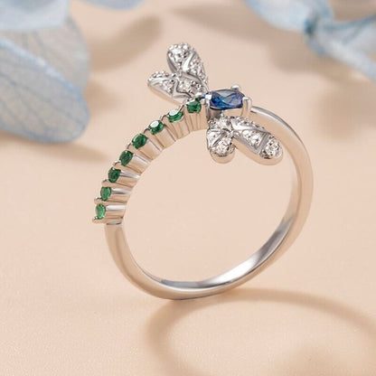 Dragonfly Shape 2.70Ct Blue Oval Cut Solitaire Ring | Birthday Gift Ring | Fashion Jewelry For Women