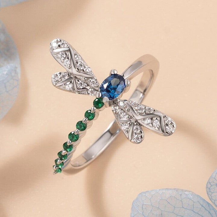 Dragonfly Shape 2.70Ct Blue Oval Cut Solitaire Ring | Birthday Gift Ring | Fashion Jewelry For Women