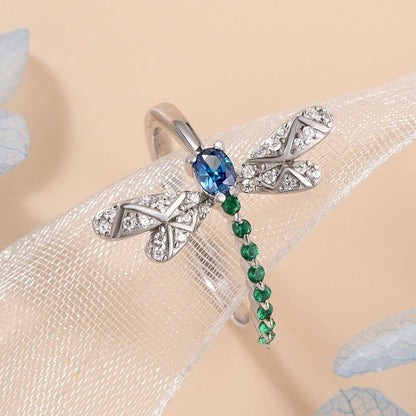 Dragonfly Shape 2.70Ct Blue Oval Cut Solitaire Ring | Birthday Gift Ring | Fashion Jewelry For Women