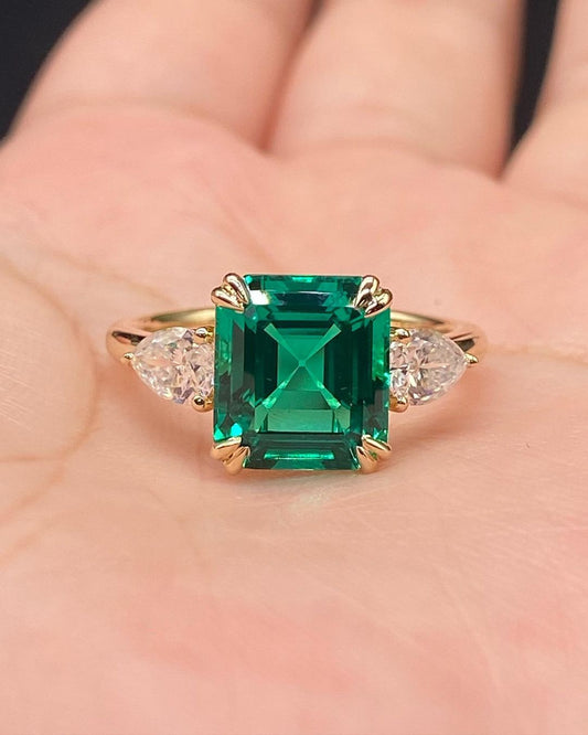 2.88Ct Green Asscher Cut Solitaire Ring | Birthday Gift For Mother | Timeless Design