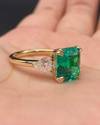 2.88Ct Green Asscher Cut Solitaire Ring | Birthday Gift For Mother | Timeless Design