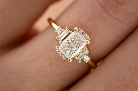 2.5Ct White Radiant Cut Solitaire Ring | Engagement Ring For Fiancee | Ice Crushed Ring | Unique Ring