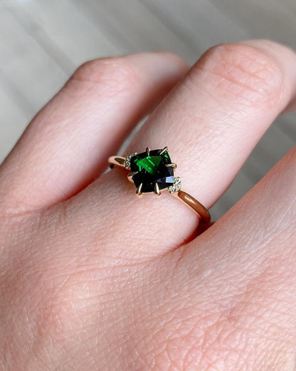 2.2Ct Green Cushion Cut Solitaire Ring | Anniversary Gift Ring For Wife | Ice Crushed Ring | Promise Ring