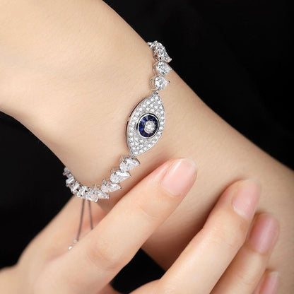 Eye Shape White Round Brilliant Cut Signity Diamond Bezel Set Bracelet | Adjustable Bracelet For Women | Fashion Jewelry For Her