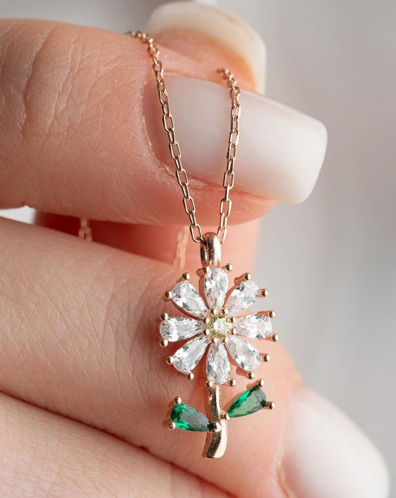 Wildflower Shape 3.20Ct White Pear Cut Prong With Cluster Pendant | Surprise Gift Pendant For Women | Elegant Gift Pendant | Stunning Pendant