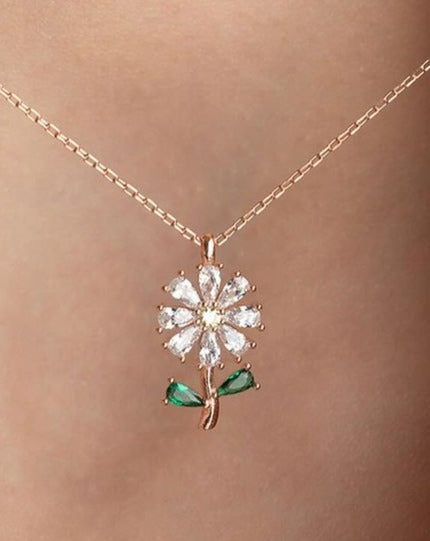 Wildflower Shape 3.20Ct White Pear Cut Prong With Cluster Pendant | Surprise Gift Pendant For Women | Elegant Gift Pendant | Stunning Pendant