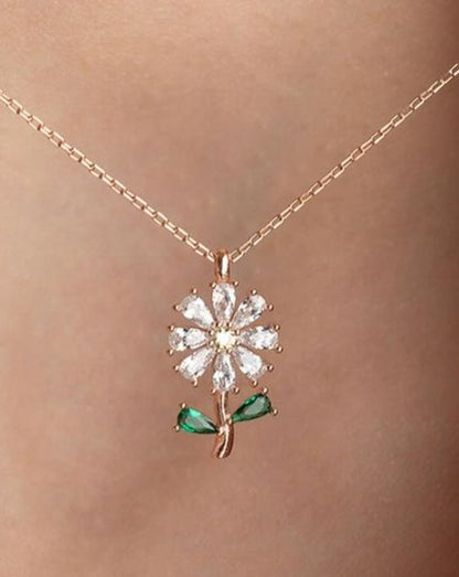 Wildflower Shape 3.20Ct White Pear Cut Prong With Cluster Pendant | Surprise Gift Pendant For Women | Elegant Gift Pendant | Stunning Pendant