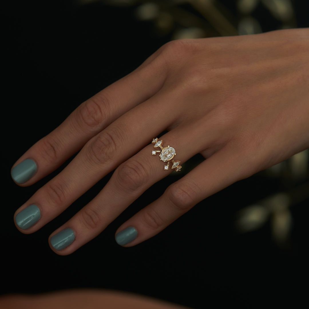 2.80Ct White Oval Cut Half Bezel Ring | Designer Ring | Birthday Gift Ring | Classic Ring