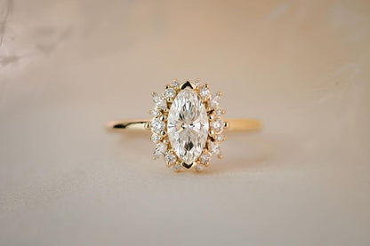 2.6Ct White Marquise Cut Halo Ring | Women's Day Gift Ring | Proposal Ring | Daily Wear Ring