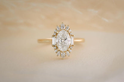 3.1Ct White Oval Cut Halo Ring | Anniversary Gift Ring For Wife | Daily Wear Ring | Promise Ring