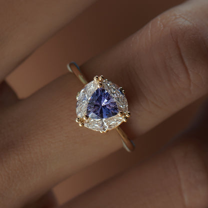 2.5Ct Blue Trillion Cut Solitaire Ring | Birthstone Ring | Modern Bridal Ring | Beautiful Ring