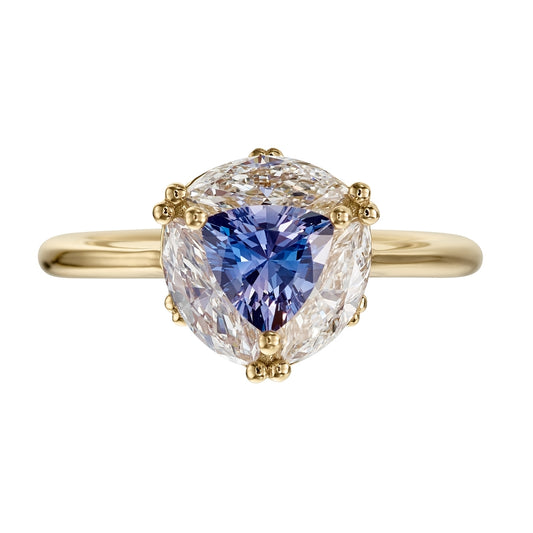 2.5Ct Blue Trillion Cut Solitaire Ring | Birthstone Ring | Modern Bridal Ring | Beautiful Ring